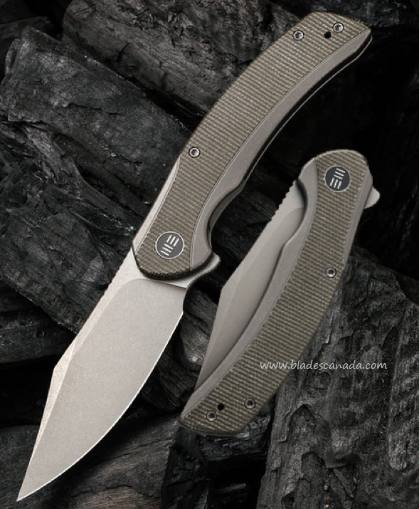 WE Knife Snick Flipper Framelock Knife, CPM 20CV, Titanium/Micarta, 19022F-5