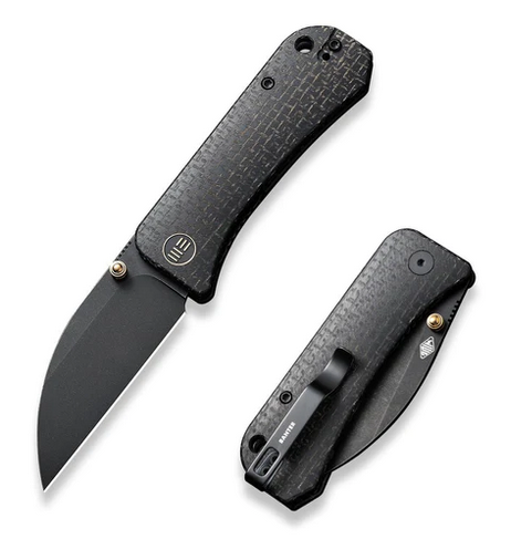 WE Knife Banter Folding Knife, CPM S35VN Black SW Wharncliffe, Micarta Black, 19068J-1