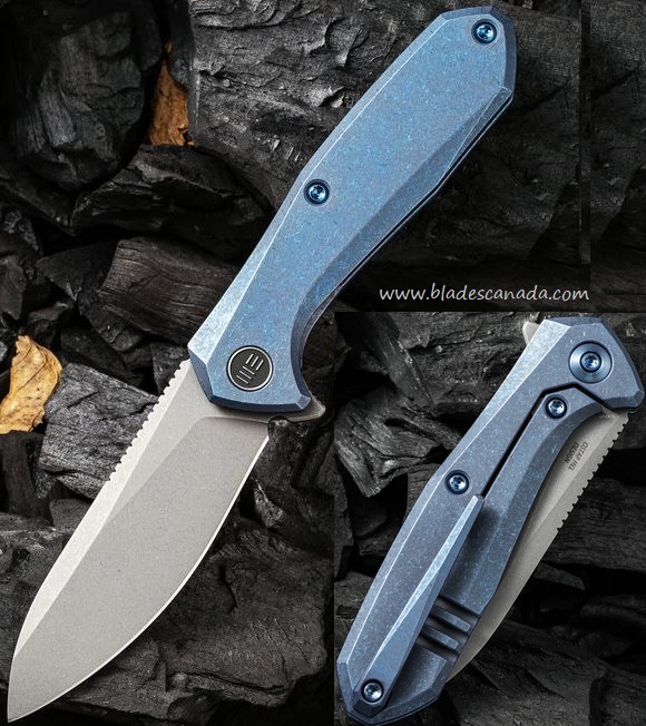 WE Knife Mote Flipper Framelock Knife, S35VN, Titanium Blue, 2005B - Click Image to Close