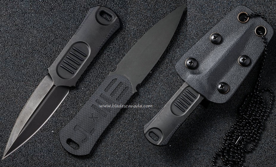 WE Knife OSS Dagger Fixed Blade Neck Knife, 20CV Black, Stainless Steel/G10 Black, 2017E