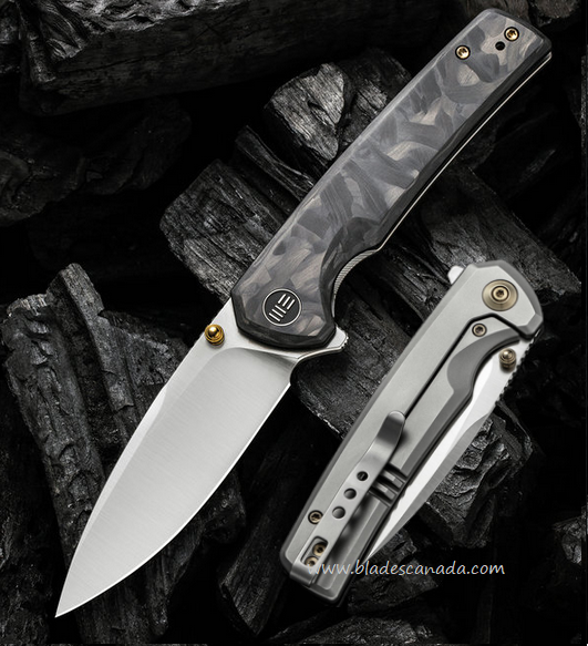 WE Knife Subjugator Flipper Framelock Knife, CPM 20CV, Carbon Fiber/Ti, 21014D-1