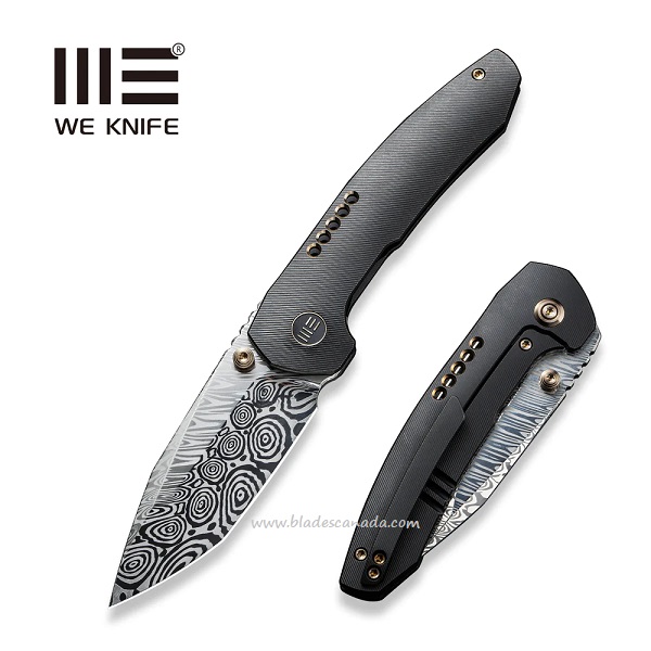 WE Knife Trogon Framelock Folding Knife, Damasteel, Titanium, 22002B-DS1
