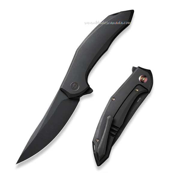 WE Knife Merata Flipper Framelock Knife, Ltd Edition, CPM 20CV Black SW, Titanium Black, 22008A-1