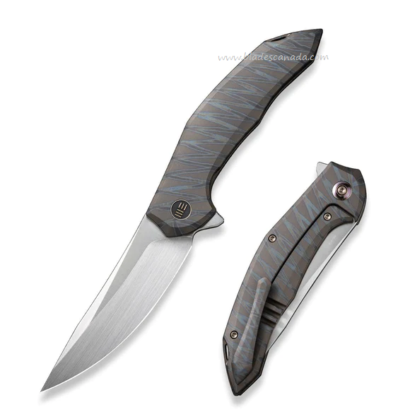 WE Knife Merata Flipper Framelock Knife, Ltd Edition, CPM 20CV, Titanium Tiger Stripe, 22008A-3