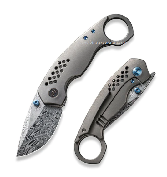 WE Knife Envisage Flipper Framelock Knife, Hakkapella Damasteel, Titanium, WE22013-DS1