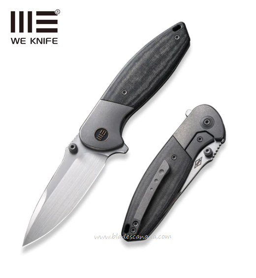 WE Knife Nitro Mini Flipper Framelock Knife, CPM 20CV, Titanium/Micarta Black, WE22015-3