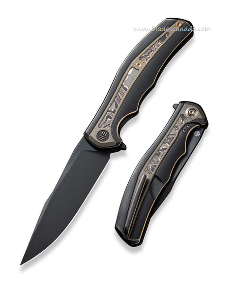 WE Knife Zonda Flipper Framelock Knife, CPM 20CV Black, Titanium/Copper Foil CF, 22016-3