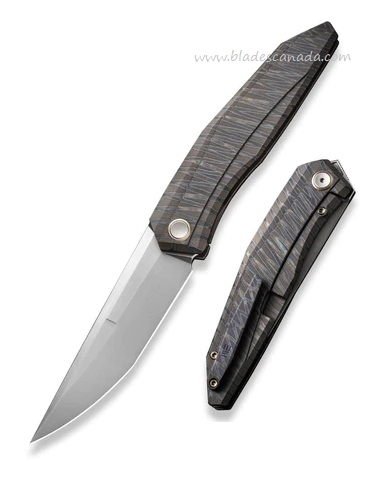 WE Knife Cybernetic Flipper Framelock Knife, Limited Edition, Flamed Titanium Tiger Stripe, 22033-3