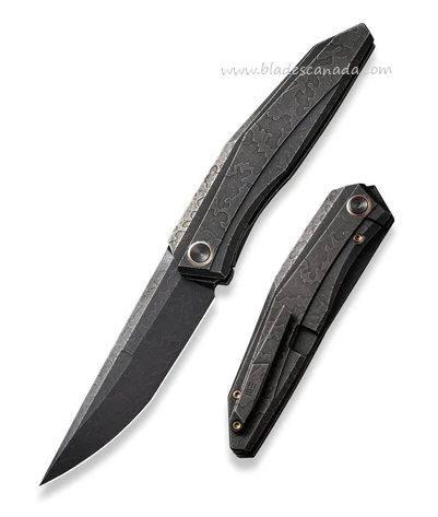 WE Knife Cybernetic Flipper Framelock Knife, Limited Edition, CPM 20CV Black, Titanium w/Etching Pattern, 22033-4