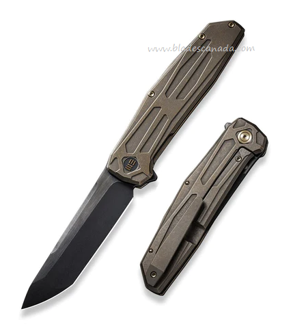 WE Knife Shadowfire Flipper Folding Knife, CPM 20CV Black SW, Titanium Bronze, 22035-3