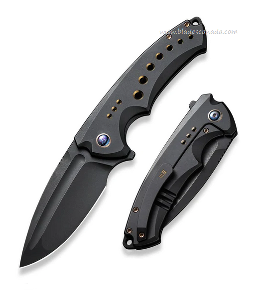WE Knife Nexusia Flipper Framelock Knife, Ltd Edition, CPM 20CV Black SW, Titanium Black SW, 22044-1