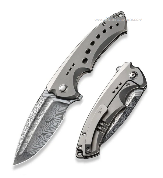 WE Knife Nexisia Flipper Framelock Knife, Ltd Edition, Damasteel, Titanium, 22044-DS1