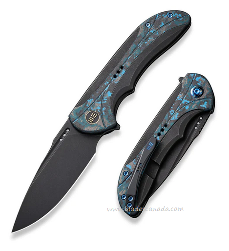 WE Knife Equivik Flipper Framelock Knife, CPM 20CV Black, Titanium/Carbon Fiber, 23020-4