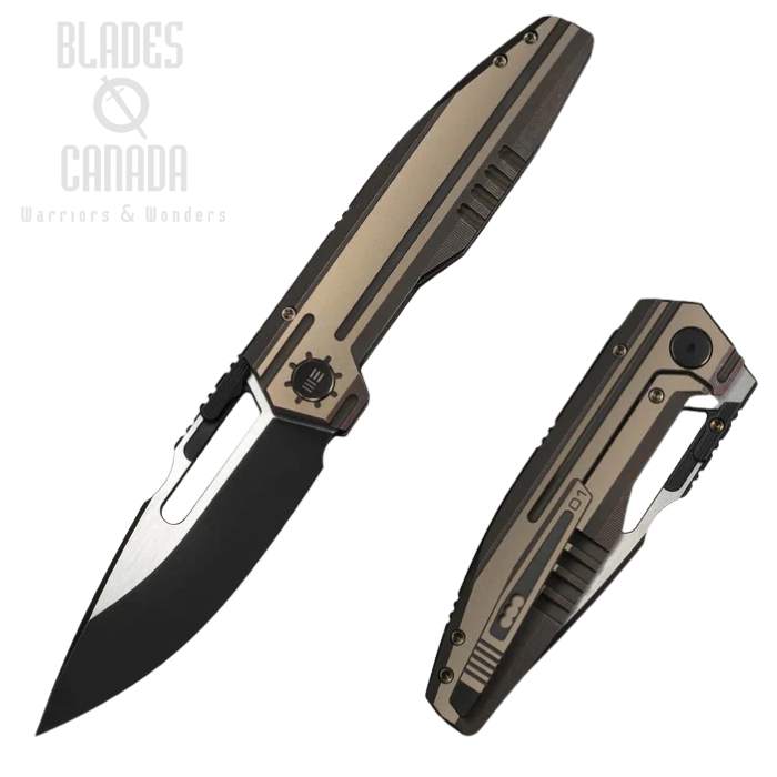 (image for) WE Knife Reveille Framelock Folding Knife, Limited Edition, M390 Two-Tone, Titanium Bronze, WE23089-3
