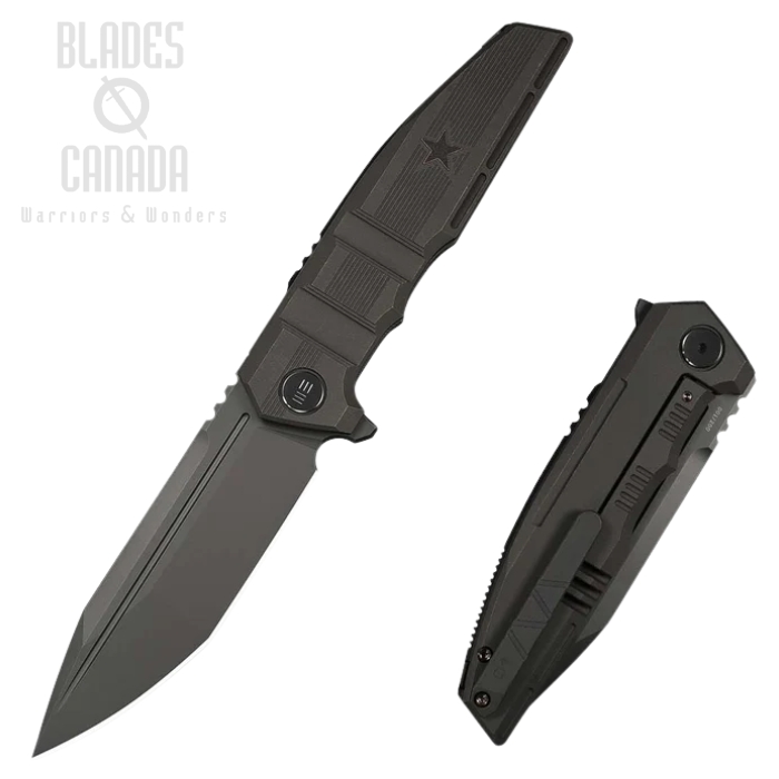 (image for) WE Knife Breach Flipper Framelock Knife, Limited Edition, M390 Dark Grey SW, Titanium Charcoal Grey, WE25077-1