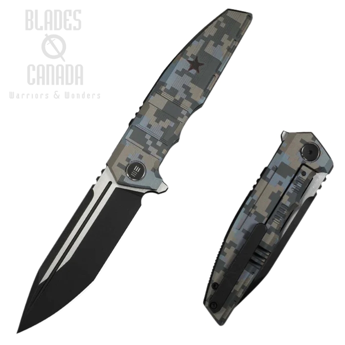 (image for) WE Knife Breach Flipper Framelock Knife, Limited Edition, M390 Two-Tone, Titanium Pixel Pattern, WE25077-3