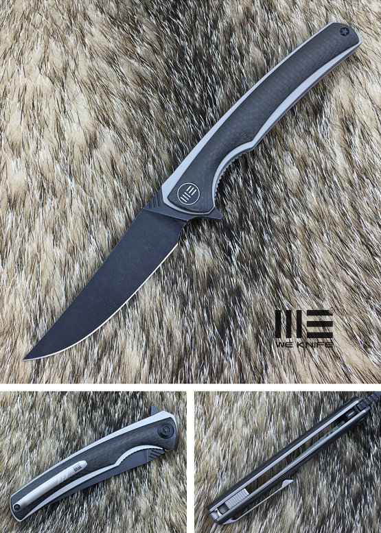 WE Knife 704CFJ Flipper Folding Knife, M390, Titanium Grey/Carbon Fiber