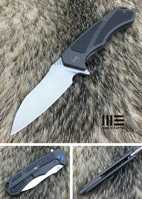 WE Knife Minitor Flipper Framelock Knife, M390, Carbon Fiber/Titanium, 801F - Click Image to Close