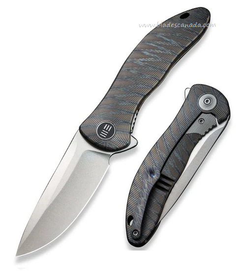 WE Knife Synergy2v2 Flipper Framelock Knife, CPM 20CV, Titanium Tiger Stripe Flamed, WE18046D-2