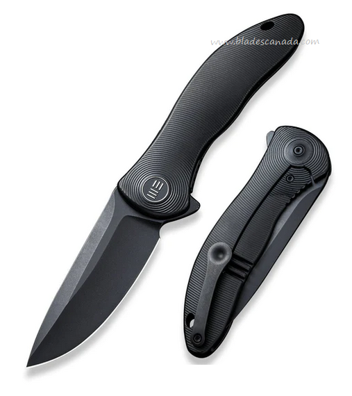 WE Knife Synergy2v2 Flipper Framelock Knife, CPM 20CV Black SW, Titanium Black, WE18046D-3