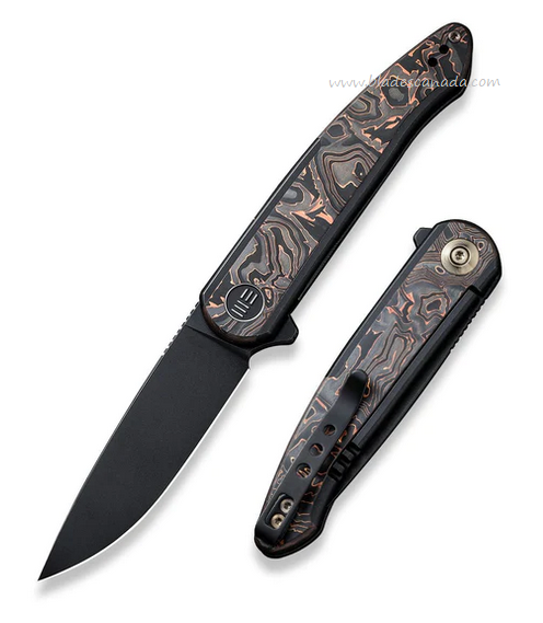 WE Knife Smooth Sentinel Flipper Framelock Knife, CPM 20CV, Titanium Black/Carbon Fiber, WE20043-6