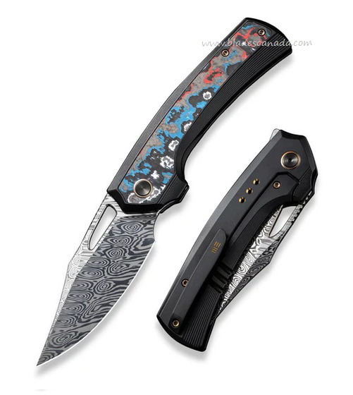 WE Knife Nefaris Flipper Framelock Knife, Ltd Edition, Damasteel, Titanium/CF Nebula Fat, 22040F-DS1