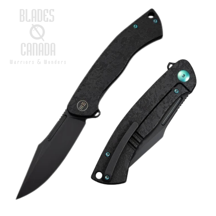 We Knife Essential Knight Flipper Framelock Knife, M390 Black SW, Titanium Etched Black, WE24003-2