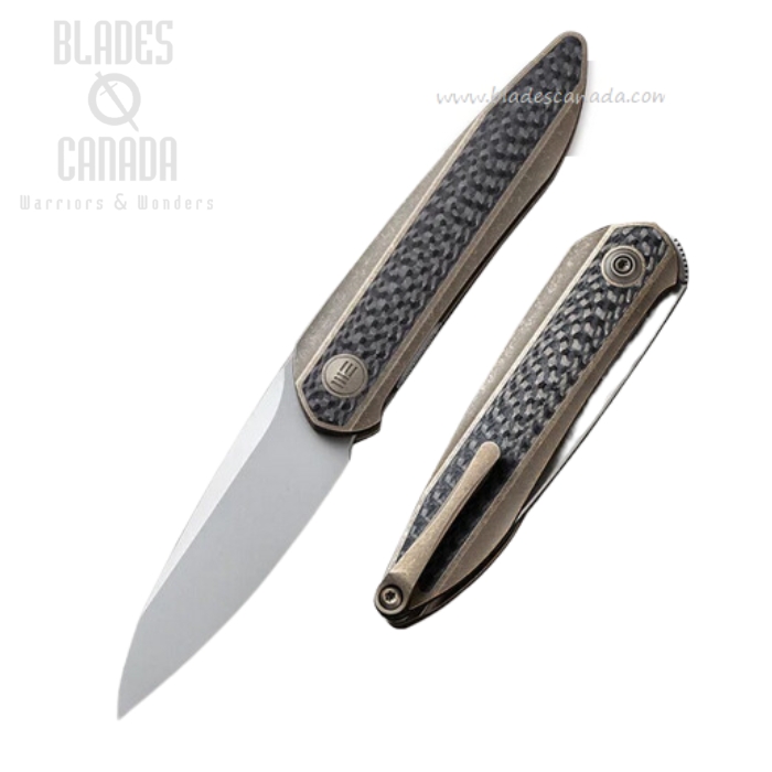 WE Knife Black Void Opus Folding Knife, 20CV, Carbon Fiber/Titanium Bronze, WE2010A