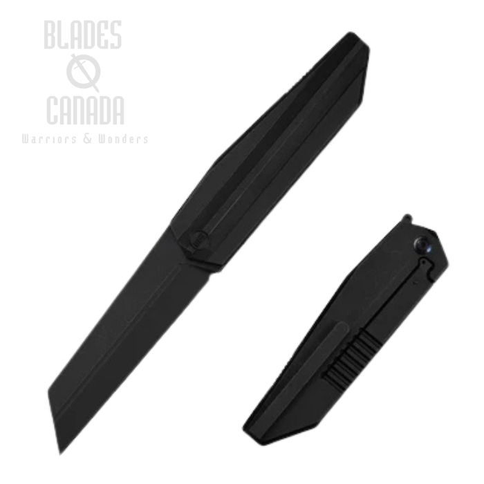 WE Knife Collinear Flipper Frame Lock Knife, M390 Black SW, Titanium Black, WE22034D-1