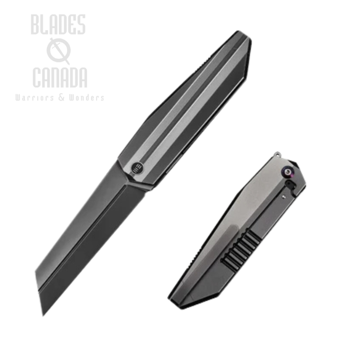 WE Knife Collinear Flipper Frame Lock Knife, M390 Polish Gray, Titanium Gray Satin, WE22034D-4