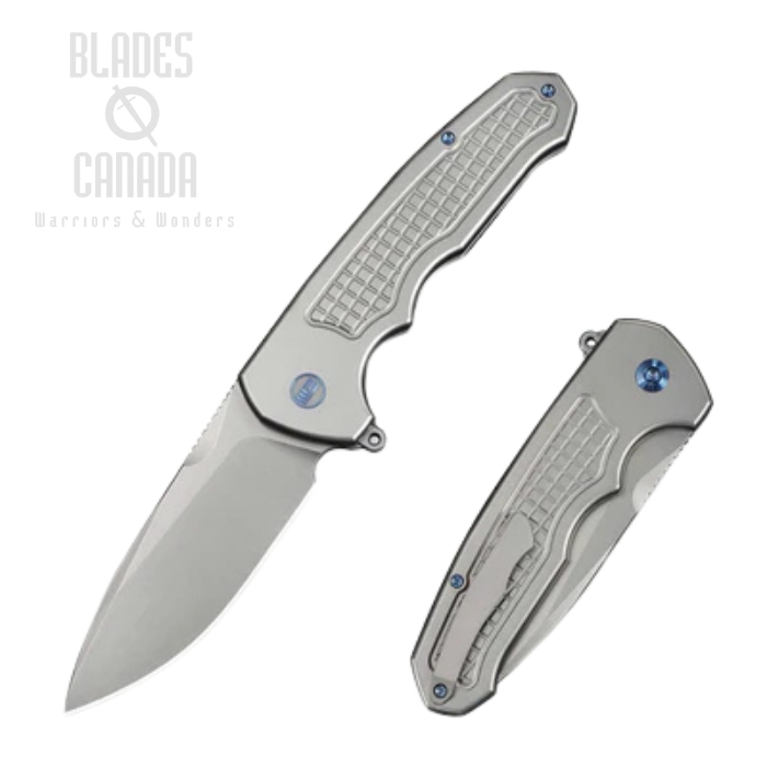 WE Knife Starlash Flipper Press Lock Folding Knife, M390 Stonewash, Titanium Gray, WE23011C-2