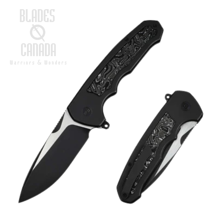 WE Knife Starlash Flipper Press Lock Folding Knife, M390 Two-Tone, Titanium/CF Black, WE23011D-1