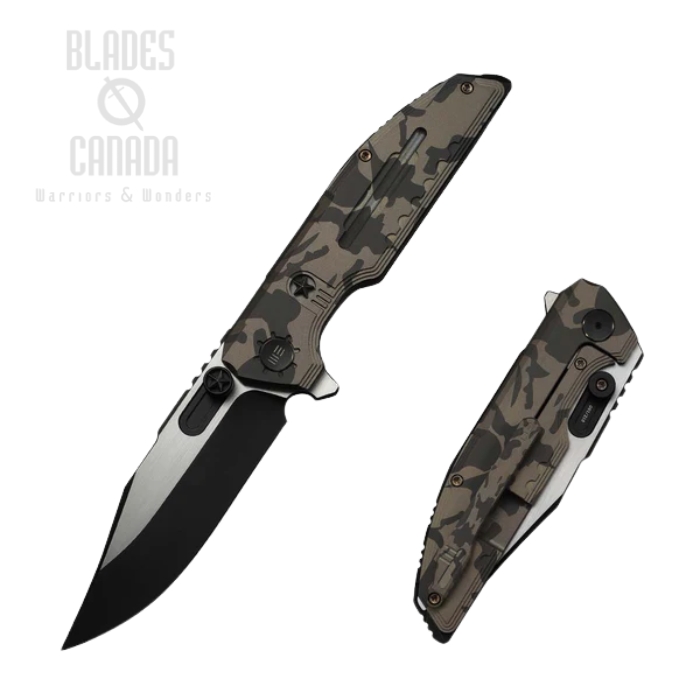 (image for) (PRE-PURCHASE) WE Knife Muster Flipper Framelock Knife, M390 Two-Tone, Titanium Desert Terrain, WE23058-3