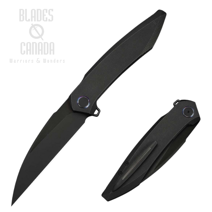 We Knife Fluxor Flipper Folding Knife, M390 Black SW, Titanium Black, WE23071-1