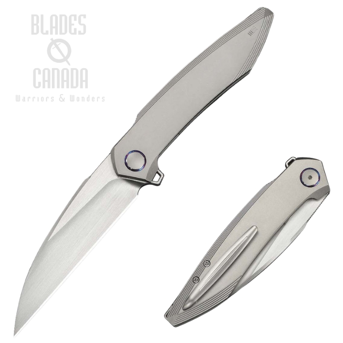 We Knife Fluxor Flipper Folding Knife, M390 Satin, Titanium Gray, WE23071-2