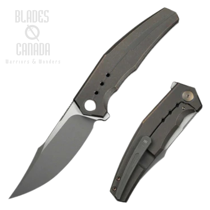 WE Knife Kyklos Flipper Framelock Knife, M390 Gray SW, Titanium Bronze, WE23086-2 WE Knife Kyklos Flipper Framelock Knife, M390 Gray SW, Titanium Bronze, WE23086-2