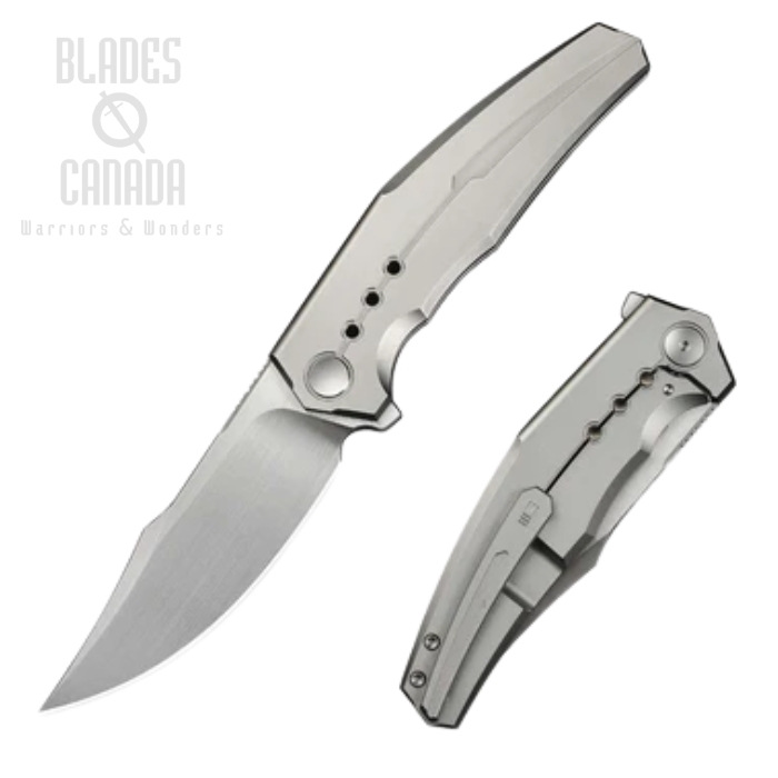 WE Knife Kyklos Flipper Framelock Knife, M390 Satin, Titanium Gray, WE23086-4 WE Knife Kyklos Flipper Framelock Knife, M390 Satin, Titanium Gray, WE23086-4