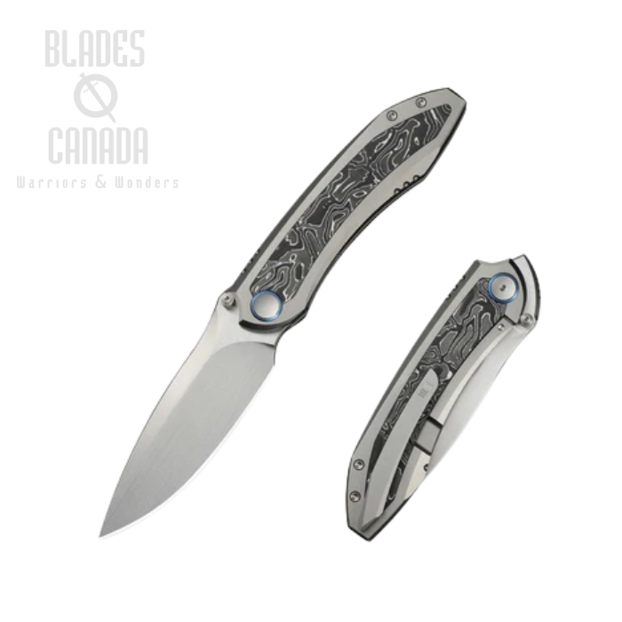 WE Knife Winsome Front Flipper Foliding Knife, M390 Satin, Titanium Gray/Black, WE23092-2