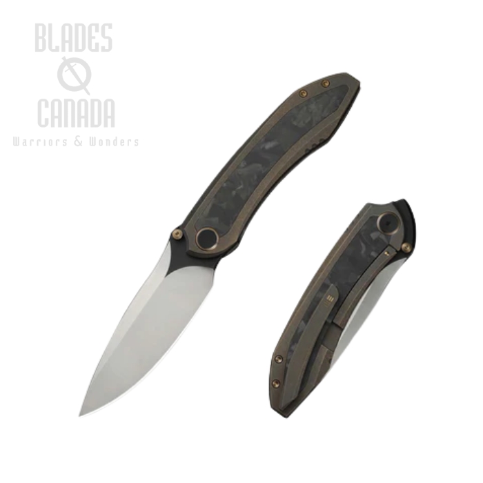 WE Knife Winsome Front Flipper Foliding Knife, M390 Satin, Titanium Black/Bronze, WE23092-3