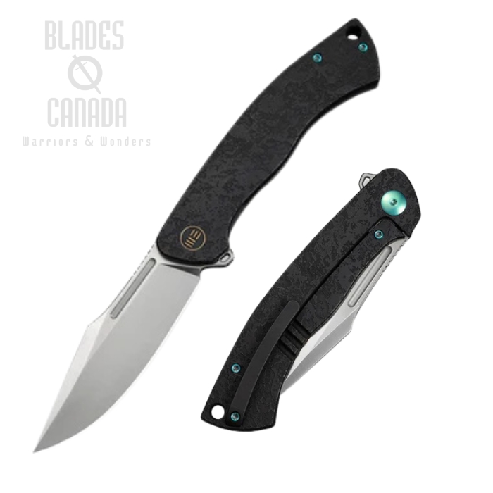 We Knife Essential Knight Flipper Framelock Folding Knife, M390 Satin, Titanium Etched Black, WE24003-1