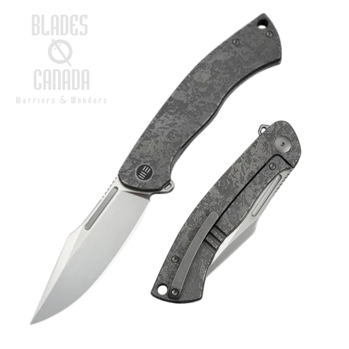 We Knife Essential Knight Flipper Framelock Knife, M390 Satin, Titanium Etched Gray, WE24003-3