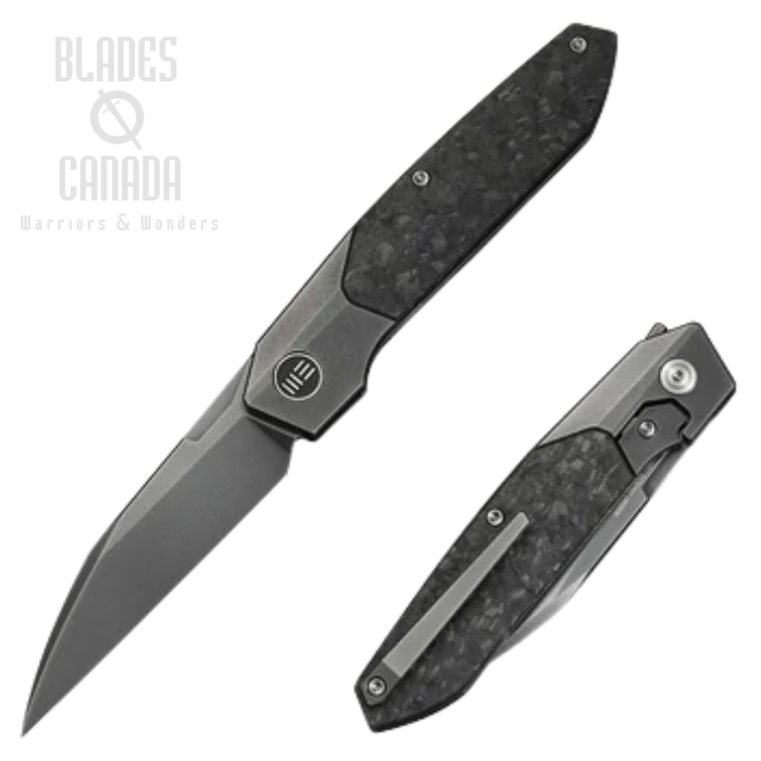 WE Knife Brr15 Flipper Bolster Lock Folding Knife, M390 Gray, Titanium/CF, WE24007-3 WE Knife Brr15 Flipper Bolster Lock Folding Knife, M390 Gray, Titanium/CF, WE24007-3