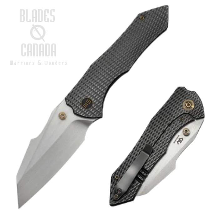 WE Knife High-Fin XL Frame Lock Folding Knife, CPM 20CV Satin, Titanium Polished Gray, WE24010-6