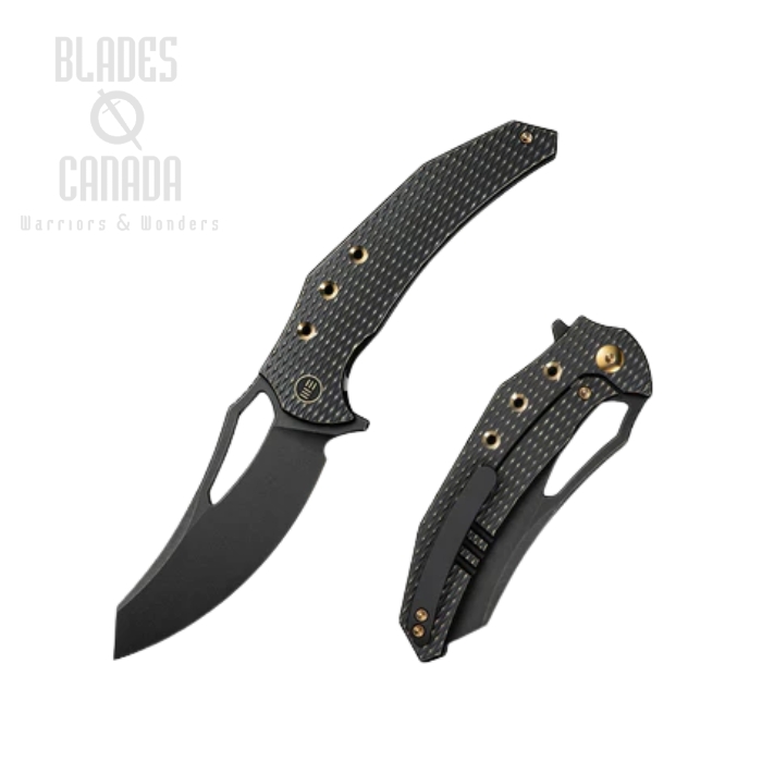 WE Knife Epaulette Flipper Framelock Knife, M390 Black, Titanuim Black/Gold, WE24024-1