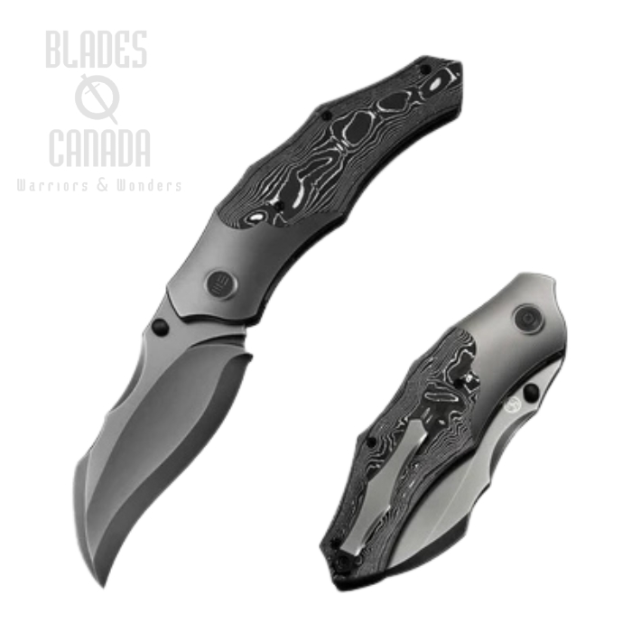 WE Knife Orc Boss Folding Knife, CPM 20CV Gray, Titanium/Aluminum Foil Carbon Fiber, WE24042-3
