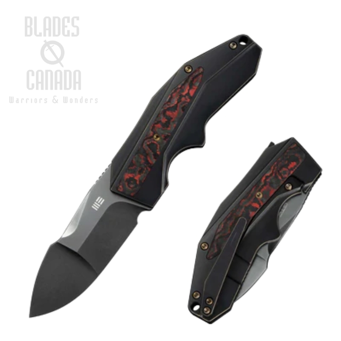 WE Knife Coral SLT Flipper Folding Knife, CPM 20CV Polished Gray, Titanium Black/Red, WE24044-3