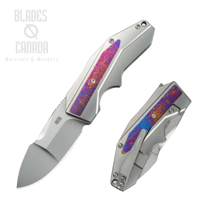 WE Knife Coral SLT Flipper Folding Knife, CPM 20CV Bead Blasted, Titanium With Timascus Inlay, WE24044-4