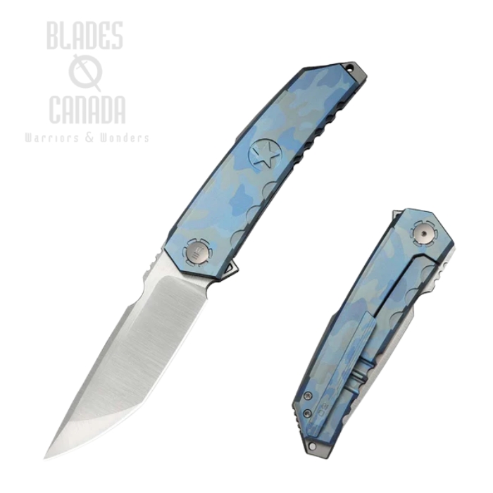 (image for) (PRE-PURCHASE) WE Knife Capstan Flipper Frame Lock Knife, Limited Edition, M390 Satin, Titanium Blue Terrain, WE24047-3