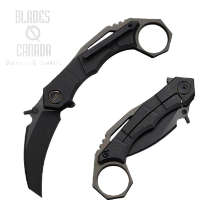 WE Knife Tayra Flipper Framelock Folding Knife, M390 Black SW, Titanium Black, WE24069-1