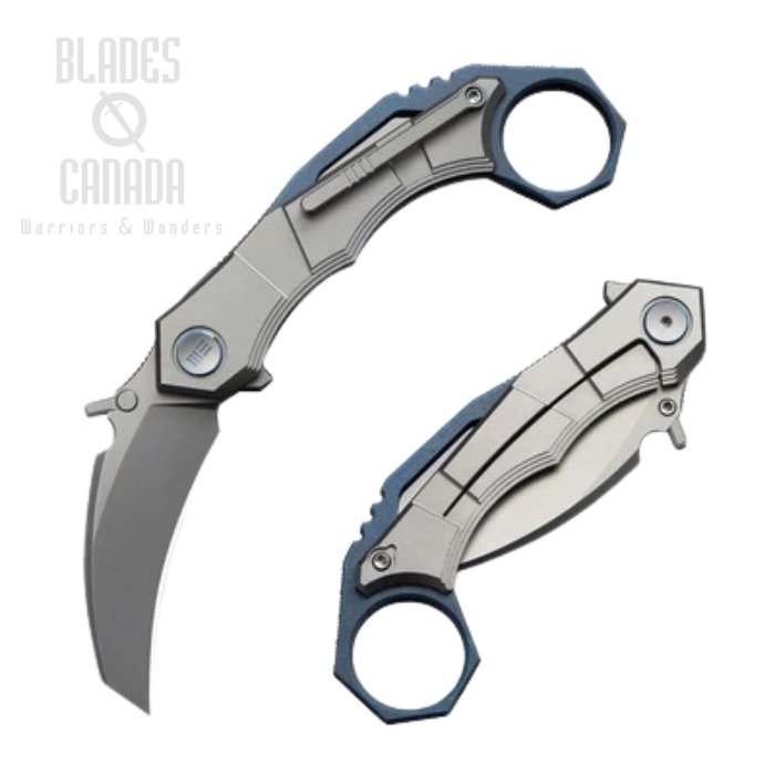 WE Knife Tayra Flipper Framelock Folding Knife, M390 Stonewash, Titanium Gray, WE24069-2